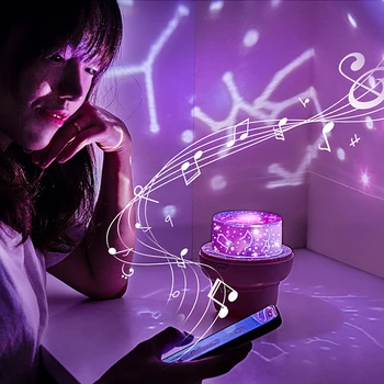 Proiector LED Lumina de Noapte Romantică Lună Lampa Proiector Star Difuzor Bluetooth Control de la Distanță pentru Copii Lumini de Noapte Pentru Acasă
