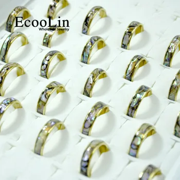 10buc EcooLin Brand de Moda Naturale Scoici Abalone Shell Inele de Oțel Inoxidabil Pentru Femei Bijuterii o Mulțime Vrac LR4028