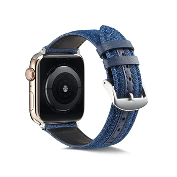 UEBN Denim cu Piele Cataramă de Metal band pentru Apple Watch Seria 6 curea pentru iWatch 6 5 4 44mm 40mm 38mm 42mm Watchbands