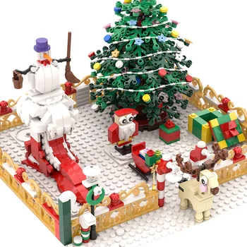 Cadouri de Crăciun copac elan cadou bell Santa pălărie Prieteni parc de Distracții de Iarnă Sat Tren decor Blocuri Moș crăciun Jucării