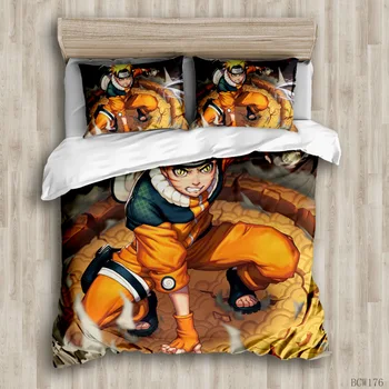 Japonia Naruto Uzumaki Naruto Set de lenjerie de Pat Anime Plapuma fata de Perna pentru Copii Adulți Set de Pat Single Pat matrimonial Lenjerii de pat