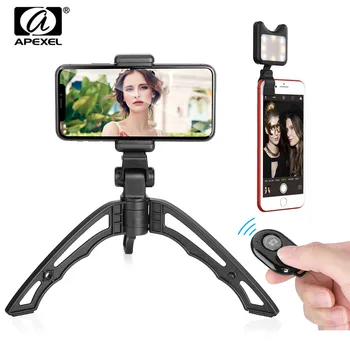 APEXEL 3in1 Portabil Întinde Trepied Portabil Bluetooth de la Distanță Camera de Trepied Cu Selfie Umple de Lumină Led Pentru Camera TOATE Smartphone