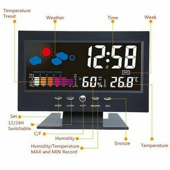 1 buc Inteligent Display Digital Stația Meteo de Alarmă Calendar/Funcția de Ceas cu Termometru Wireless de Temperatură și Umiditate Metru