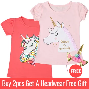 Copii tricou unicorn fete tricou bumbac topuri unicorn fete tricou copii baby toddler tricouri de bumbac de vara tricou fata unicorn tee