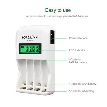 PALO 4 Sloturi Ecran LCD inteligent Inteligent de 1.2 V aa aaa Încărcător de Baterie Pentru AA AAA NiCd NiMh Baterii Reincarcabile