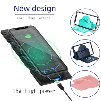15W Qi Wireless Încărcător de Mașină Pad Pliabil Încărcare Rapidă Muntele Non-Alunecare Suport stativ pentru iPhone 12 11 Samsung S20 S30 A51 A71 A30