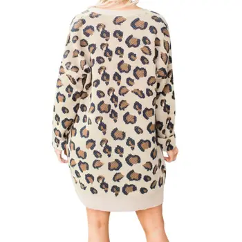 Moda Sexy Leopard De Imprimare Cardigan Pentru Femei De Toamna Casual Slim Cardigan Haina Cu Maneci Lungi, Buzunare Sacou