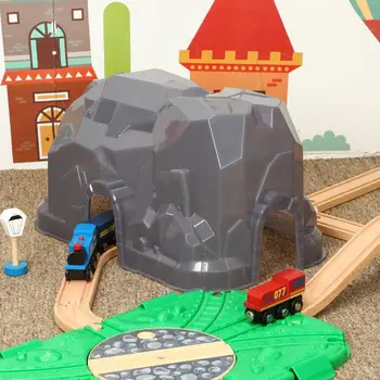 Lemn Montessori Tren De Cale Ferată Track Set De Mari Dimensiuni Munte Scena Slot De Masina De Garaj De Parcare Pentru Masina De Circuit Voiture Copilului Jucării