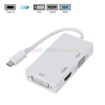 USB-C USB 3.1 Tip-C Pentru VGA HDMI DVI 3 in 1 Convertor Adaptor HD 4K*2K Rezoluție de 1080P Pentru MacBook HUAWEI Matebook