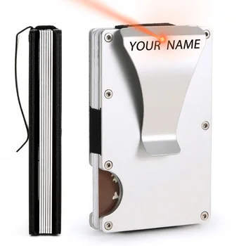 Gravare de Numele Titularului Cardului de Credit RFID Blocarea de Metal Bărbați Portofel Geanta de sex Masculin Titularul Cardului de Afaceri Carteira Masculina Billetera