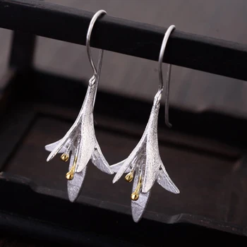 Noul Design De Moda De Argint 925 Lungi Cercei Floare Pentru Fete Femeie Cadou Bijuterii Statement Pendientes