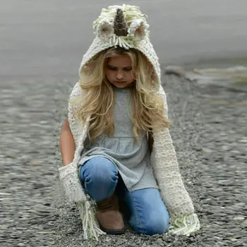 2020 Multitrust Marca Unicorn Cu Gluga Eșarfă Fox Animal Glugă Glugă Croșetat Tricotate Beanie Hat Pentru Copii Drăguț Moda Hoody