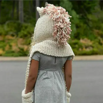 2020 Multitrust Marca Unicorn Cu Gluga Eșarfă Fox Animal Glugă Glugă Croșetat Tricotate Beanie Hat Pentru Copii Drăguț Moda Hoody