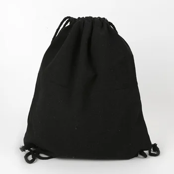 Sac de pânză umeri cordon pachet buzunare de creație personalizate de cumpărături student rucsac-sac de bumbac, Husă Alb Negru