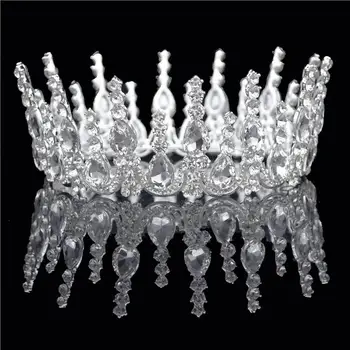 Multicolore Cristal Rotund Diademe Nunta Coroana De Mireasa Frizură Stras Diademă Cap Bijuterii Accesorii De Par