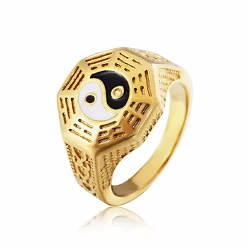 Personalitate Bârfă Simbolul Yin Yang Inele pentru Bărbați Aur de Culoare Argintie din Otel Inoxidabil Amuleta Deget Inelul de sex Masculin Benzi de Bijuterii Cadou