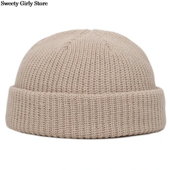 Bărbați Femei Tricotate Pălărie Beanie Pălărie Moale Confortabil Brimless Capace Calda De Toamna Si Iarna Schi Pălării De Moda Casual Capac De Bumbac 2020