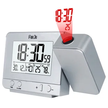FanJu FJ3531 Proiectie Ceas cu Alarmă Digital Data Funcția Snooze Iluminare Proiector Birou Ceas cu Led-uri Cu Timp de Proiectie