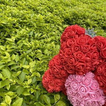 Flori Artificiale De Trandafir Urs Multicolor Spumă De Plastic A Crescut De Ursuleț De Pluș Iubita De Ziua Îndrăgostiților Cadou De Ziua Decor Petrecere