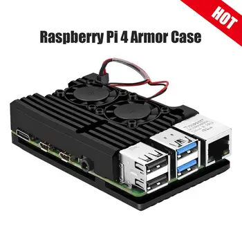 Pastall Raspberry Pi 4 Armura Caz cu ventilatoare de Răcire Coajă de Metal Negru Cabina pentru Pi 4 Model B