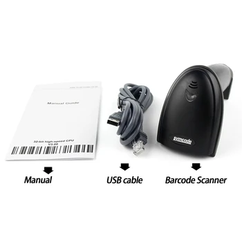USB Cititor de coduri de Bare,Symcode 1D Laser Portabil cu Fir USB Scanner de coduri de Bare