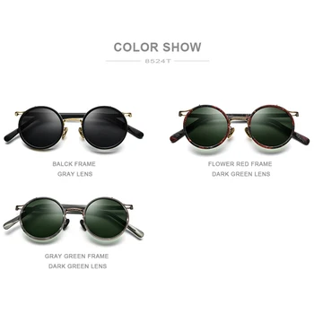 FONEX Acetat de Titan ochelari de Soare Vintage Retro Rotund Polarizat Ochelari de Soare pentru Femei 2020 Nou UV400 Nuanțe Mici Fata 8524