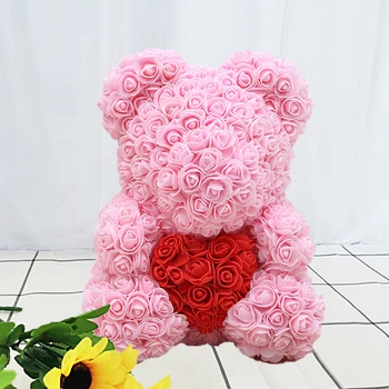 DropShipping 35cm Ursul Roșu Trandafir Artificiale Sapun Trandafiri Teddy Bear Veșnică Floare Trandafir Crăciun, Valentine Cadou Prietena