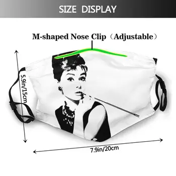 Audrey Hepburn Portret Femei Reutilizabile Gura Masca De Fata Anti Ceata Praf Masca Cu Filtre Capacul De Protecție Respiratorie Mufla