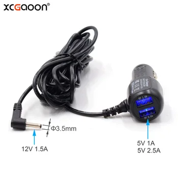 XCGaoon Diametru de 3,5 mm Port Incarcator Auto input 12V Iesire 12V 1.5 a Cu 2 Porturi USB 5V 3.5 a, Lungime Cablu 3.5 metri