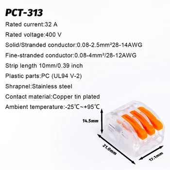30/50/100buc mini repede fir Conectori Universal Compact Cabluri Conector push-in Bloc Terminal PCT-222 212 213 214 215
