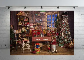 Crăciun fericit Fotografie Fondul lui Mos craciun Magazin de Jucării din Lemn, Casa de Vinil de Fundal pentru Petrecerea Studio Foto Prop