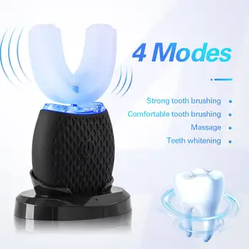 360 de Grade de Tip U Inteligent Automat Sonic Periuta de dinti Electrica 4 Moduri de Perie de dinti de Încărcare USB Albirea Dintilor Lumină Albastră
