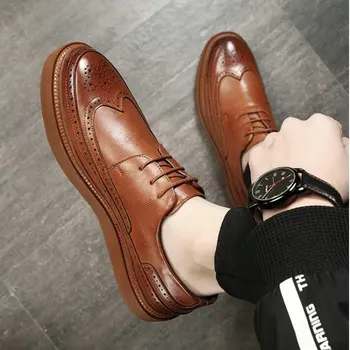 Mascul Maro Negru Rotund Toe Oxford Pantofi de Brand de Moda pentru Bărbați de Afaceri Rochie de Bocanc Nunta Petrecere Retro din Piele Pantofi A51-17