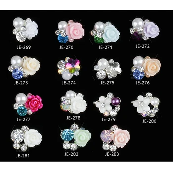 50pcs Cristal Stras Unghii 3D Rose Pearl Decoratiuni de Arta Unghiilor Strass Bijuterie de Piatra Roz/Galben Farmece Burghiu Pentru Manichiura Unghii de Arta