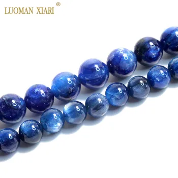 Bine AAA Naturale Cianit Rotund Albastru Margele Piatră prețioasă De bijuterii de Luare 6/8 MM DIY Brățară Colier Strand 15.5