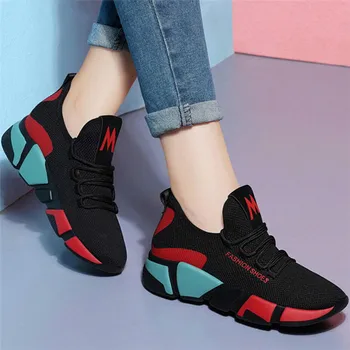 LZJ 2019 Primăvară de Moda pentru Femei Plasă de Adidași de Dantelă-up Vulcanizat Pantofi Doamnelor Pantofi Casual Respirabil Plasă de Mers pe jos de Apartamente Noi