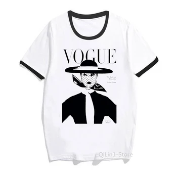 Vintage cu Audrey Hepburn tipărite vogue grafic t shirt pentru femei summer hipster streetwear top coreean de haine de sex feminin hip hop tricou