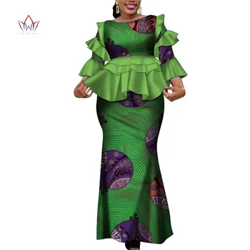 Africa de Două Bucata Set Pentru Femei de Moda Dashiki mai Zburli Haine Africane Bazin Plus Dimensiune Domnișoară de Îmbrăcăminte pentru Petrecerea WY4142