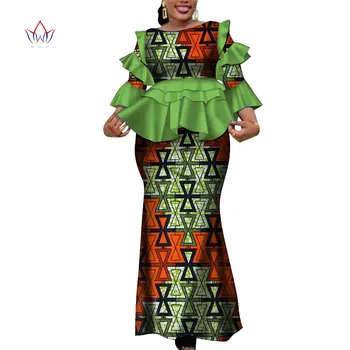 Africa de Două Bucata Set Pentru Femei de Moda Dashiki mai Zburli Haine Africane Bazin Plus Dimensiune Domnișoară de Îmbrăcăminte pentru Petrecerea WY4142