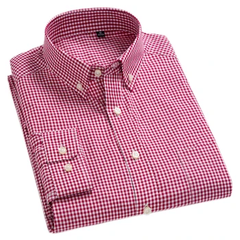 New Sosire Barbati Oxford se Spală și se Purta Camasi Carouri din Bumbac Tricouri Casual de Înaltă Calitate de Design de Moda pentru Bărbați Tricouri Rochie