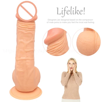255MM*60MM Grosime Glandul Vibrator Realist Rigid Cocoș Pielea Silicon Penis Urias Penis Mare Erotic Lesbiene Adult Sex Produs