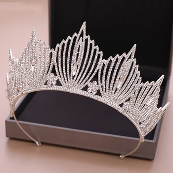 HIMSTORY Epocă Păun Cristal Tiara de Mireasa Accesorii de Par Mireasa Quinceanera Diademe Și Coroane Concurs Stras Coroana