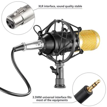 BM800 Microfon Profesional cu Condensator BM 800 Microfon pentru Înregistrare Video Studio de Radio Microfon pentru Calculator Shock Mount