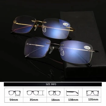 Ultra-ușor, fără ramă Multifocală Progresivă Ochelari de Citit Bărbați Femei Anti blue Ray Ochelari Optice Ochelari