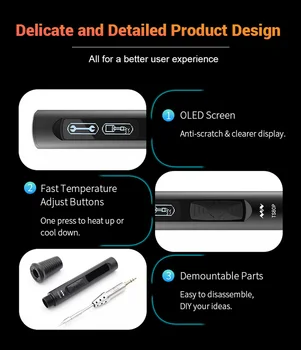 Noi TS80P Mini Smart Digital Portabil de Lipit Instrument Temperatură Reglabilă Ecran OLED Cu B02 Fier Sfaturi Pentru TS80