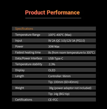 Noi TS80P Mini Smart Digital Portabil de Lipit Instrument Temperatură Reglabilă Ecran OLED Cu B02 Fier Sfaturi Pentru TS80