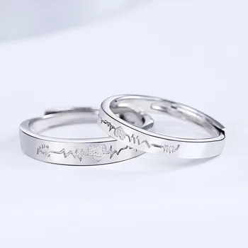 1pair Argint 925 Inele de cuplu Pentru Femei Barbati Romantic inele reglabile pentru iubitul bague femme inele de cuplu engament