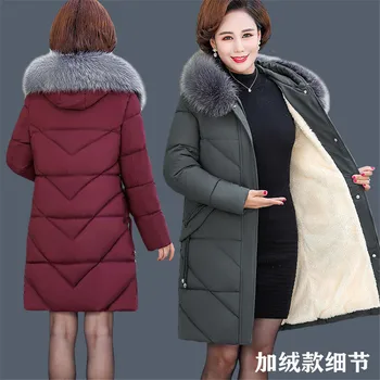 Moda Jacheta de Iarna pentru Femei Big Blană cu Glugă Groasă pufoaice 5Xl-Lung Sacou Feminin Haină de lână Cald Iarna Uza 2020 Nou