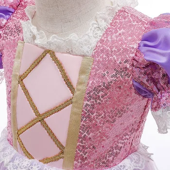 Deluxe Rapunzel Dress pentru Fete Dantela cu Paiete Încurcat Costum de Printesa pentru Copii de Halloween Petrecere de Craciun Haine Copii Minge Nunta
