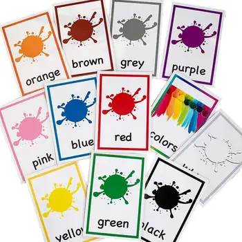 12pcs Montessori pentru Copii de Învățare limba engleză Cuvântul Carduri de Culoare Flash, Carduri de Memorie Jocuri, Jucării Educative Pentru Copii Cartonașe